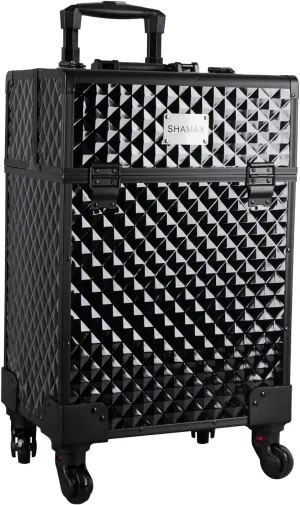 Professional Hardside Luggage Suitcase with Wheels, Jumbo Multi Function Artist Rolling Trolley Makeup Box Beauty Train Case Cosmetic Organizer Makeup Cosmetic Vanity Trolley (3599 Black), 3599