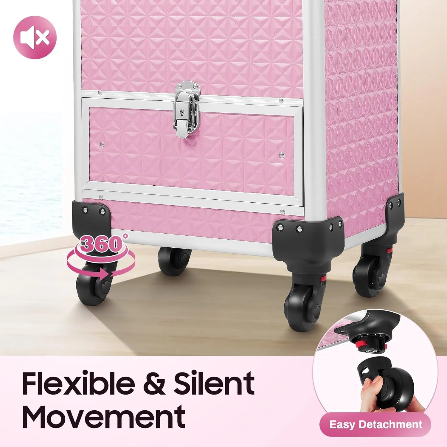 Professional Rolling Makeup Train Case Makeup Storage Organizer Cosmetic Trolley