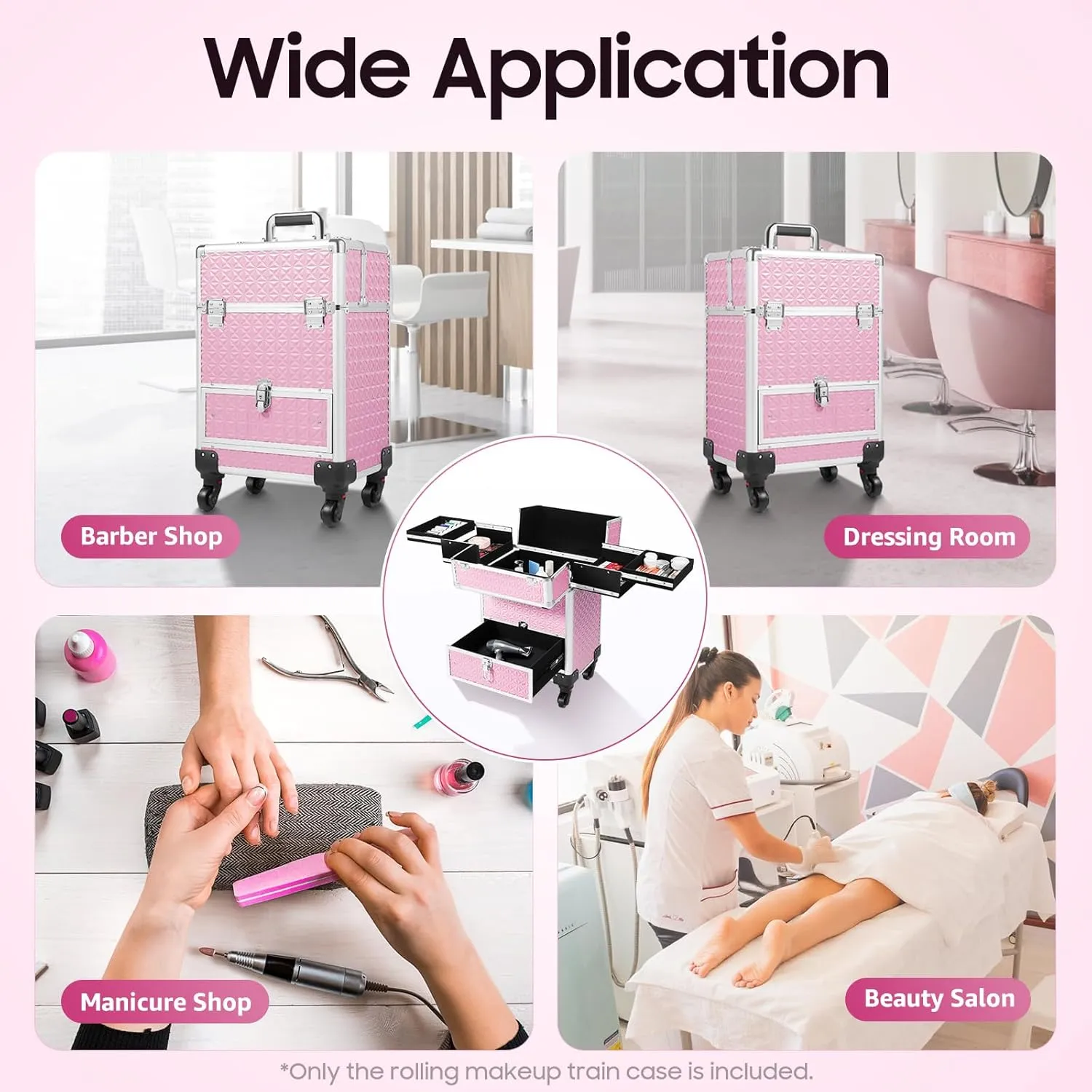 Professional Rolling Makeup Train Case Makeup Storage Organizer Cosmetic Trolley