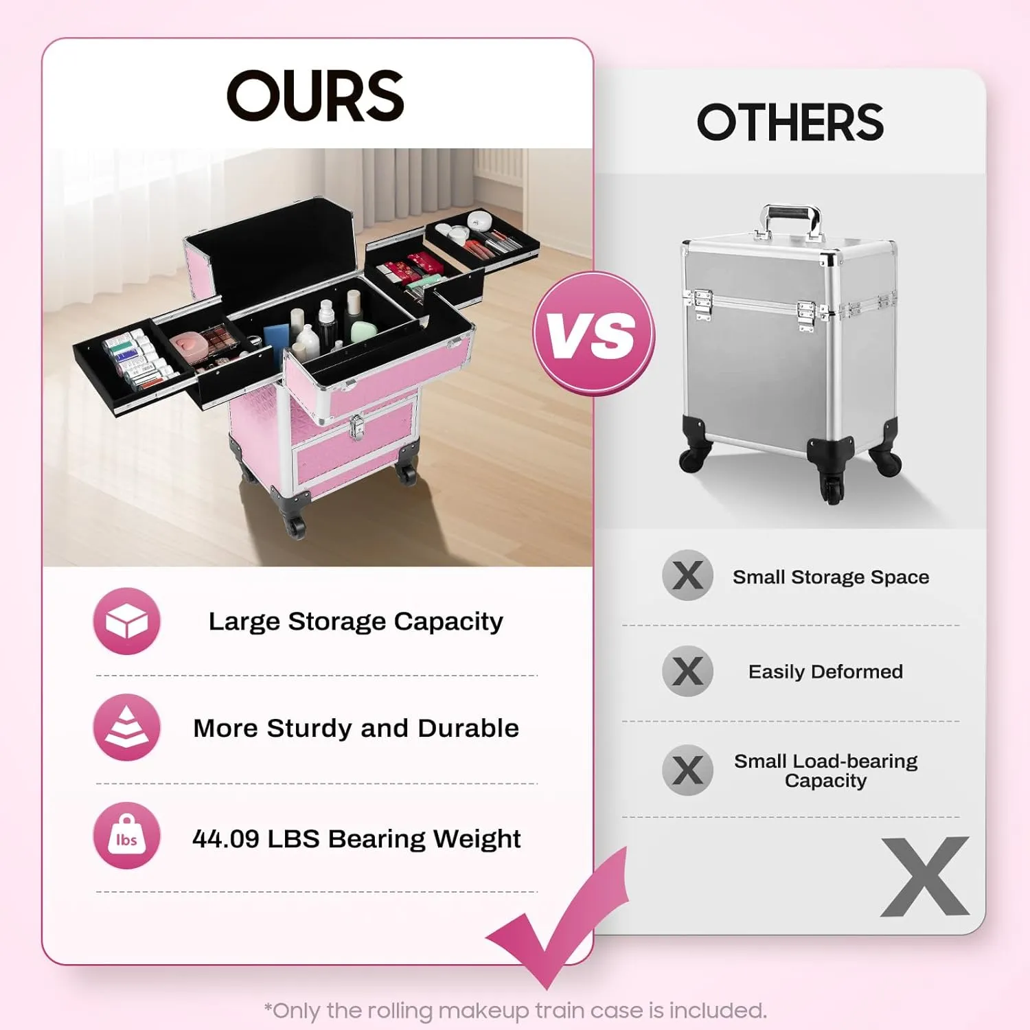 Professional Rolling Makeup Train Case Makeup Storage Organizer Cosmetic Trolley