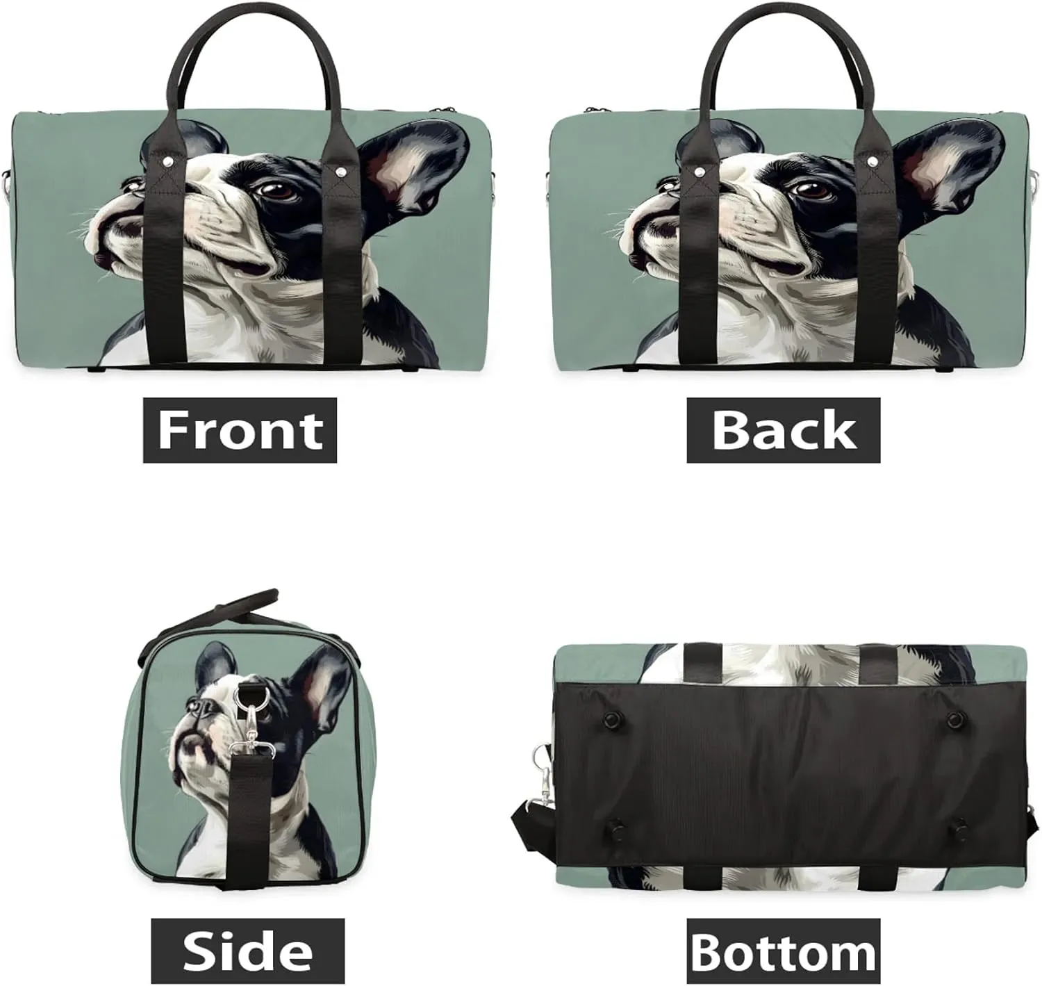 Pug Dog Duffle Bag for Travel, Overnight Weekend Gym Carry On Luggage Bag, Cute Dogs Travel Duffel Bag for Men Women