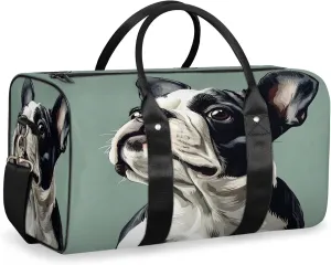 Pug Dog Duffle Bag for Travel, Overnight Weekend Gym Carry On Luggage Bag, Cute Dogs Travel Duffel Bag for Men Women