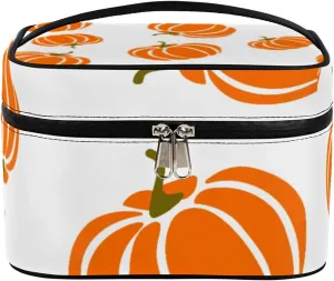 Pumpkins Home Range Makeup Bag Large Opening Cosmetic Bag Portable Makeup Case Organizer Toiletry Bags for Women Daily Traveling With Handle Grids Smooth Zipper Divider Makeup Pouch