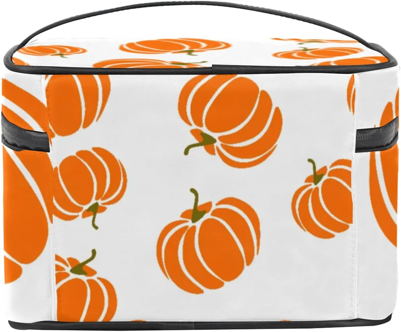 Pumpkins Home Range Makeup Bag Large Opening Cosmetic Bag Portable Makeup Case Organizer Toiletry Bags for Women Daily Traveling With Handle Grids Smooth Zipper Divider Makeup Pouch