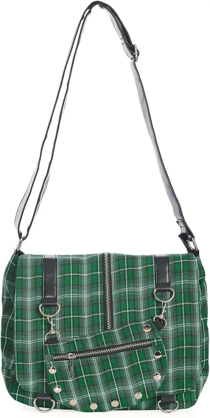 Punk Plaid Print Tartan Messenger Shoulder Bag Crossbody Handbag Women's Purse