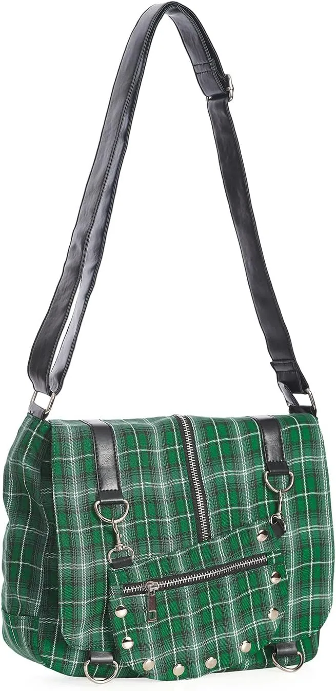 Punk Plaid Print Tartan Messenger Shoulder Bag Crossbody Handbag Women's Purse