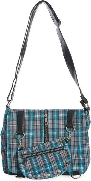 Punk Plaid Print Tartan Messenger Shoulder Bag Crossbody Handbag Women's Purse