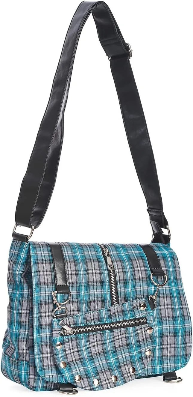 Punk Plaid Print Tartan Messenger Shoulder Bag Crossbody Handbag Women's Purse