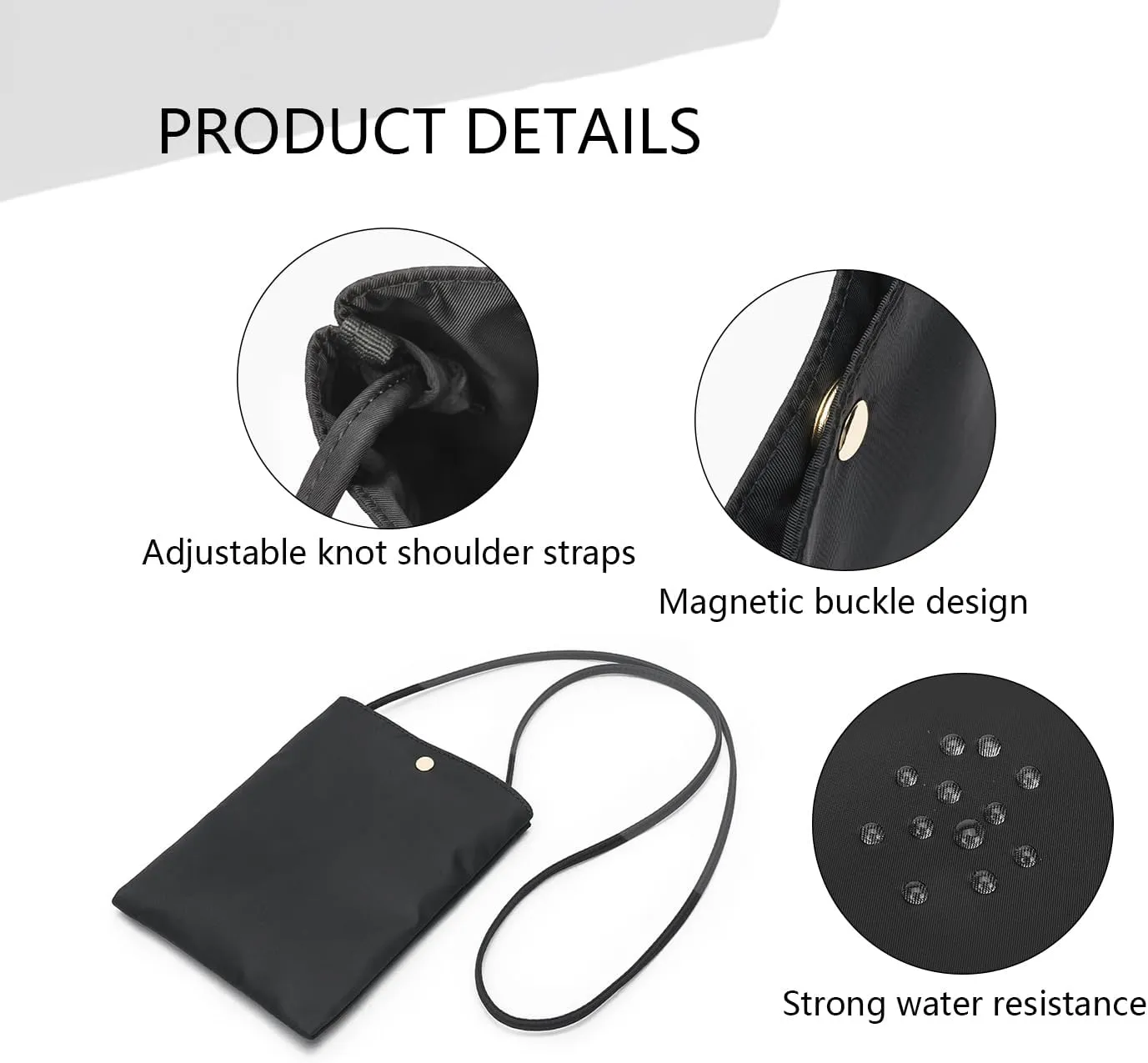 Pure Nylon Mobile Phone Bag Mini Cloth Bag ins Style Japanese Simple and Versatile Messenger Small Square Bag