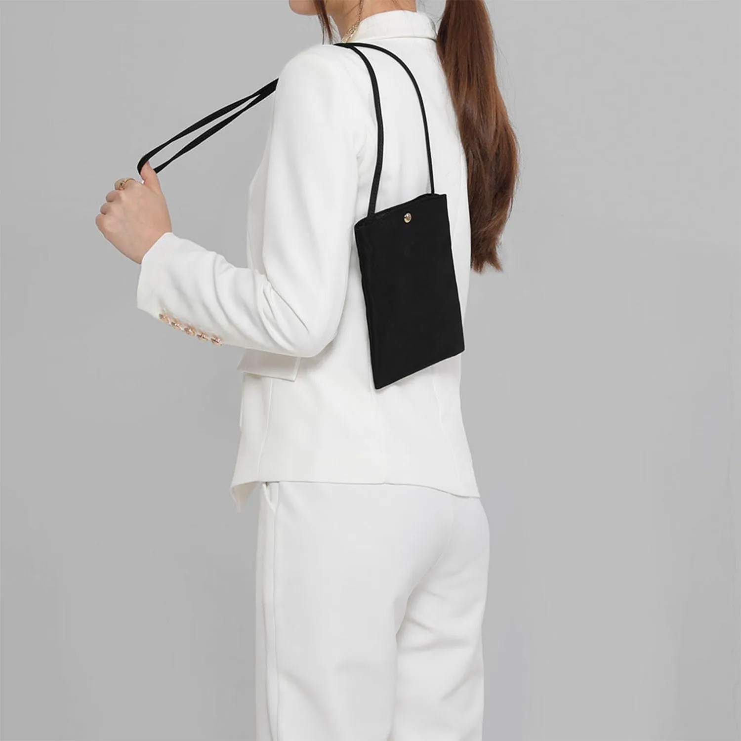 Pure Nylon Mobile Phone Bag Mini Cloth Bag ins Style Japanese Simple and Versatile Messenger Small Square Bag