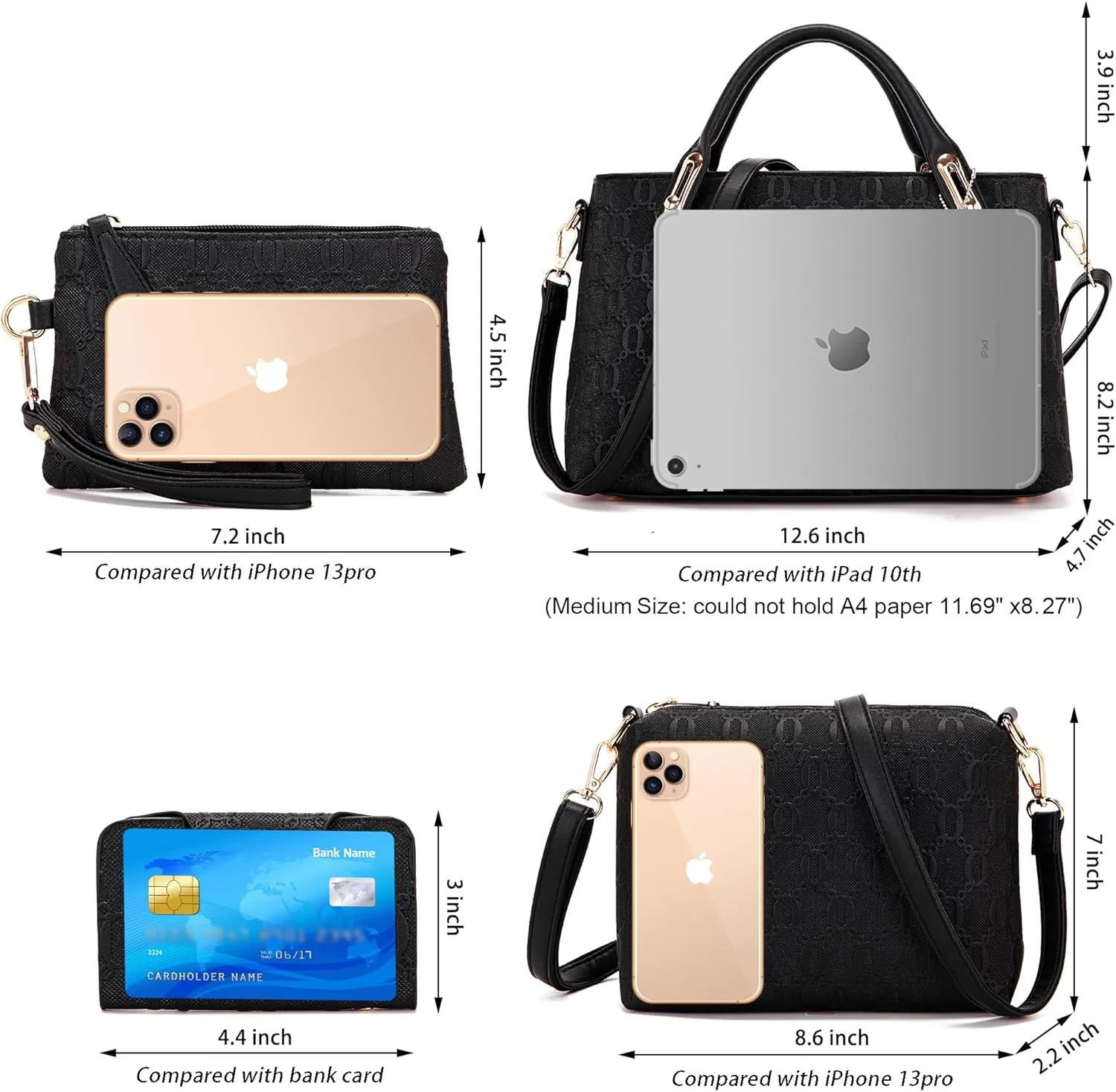 Purse for Women Fashion Medium Shoulder Bag Crossbody Bag Top Handle Tote Handbag Set 4PCS