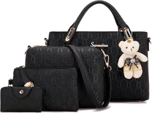 Purse for Women Fashion Medium Shoulder Bag Crossbody Bag Top Handle Tote Handbag Set 4PCS