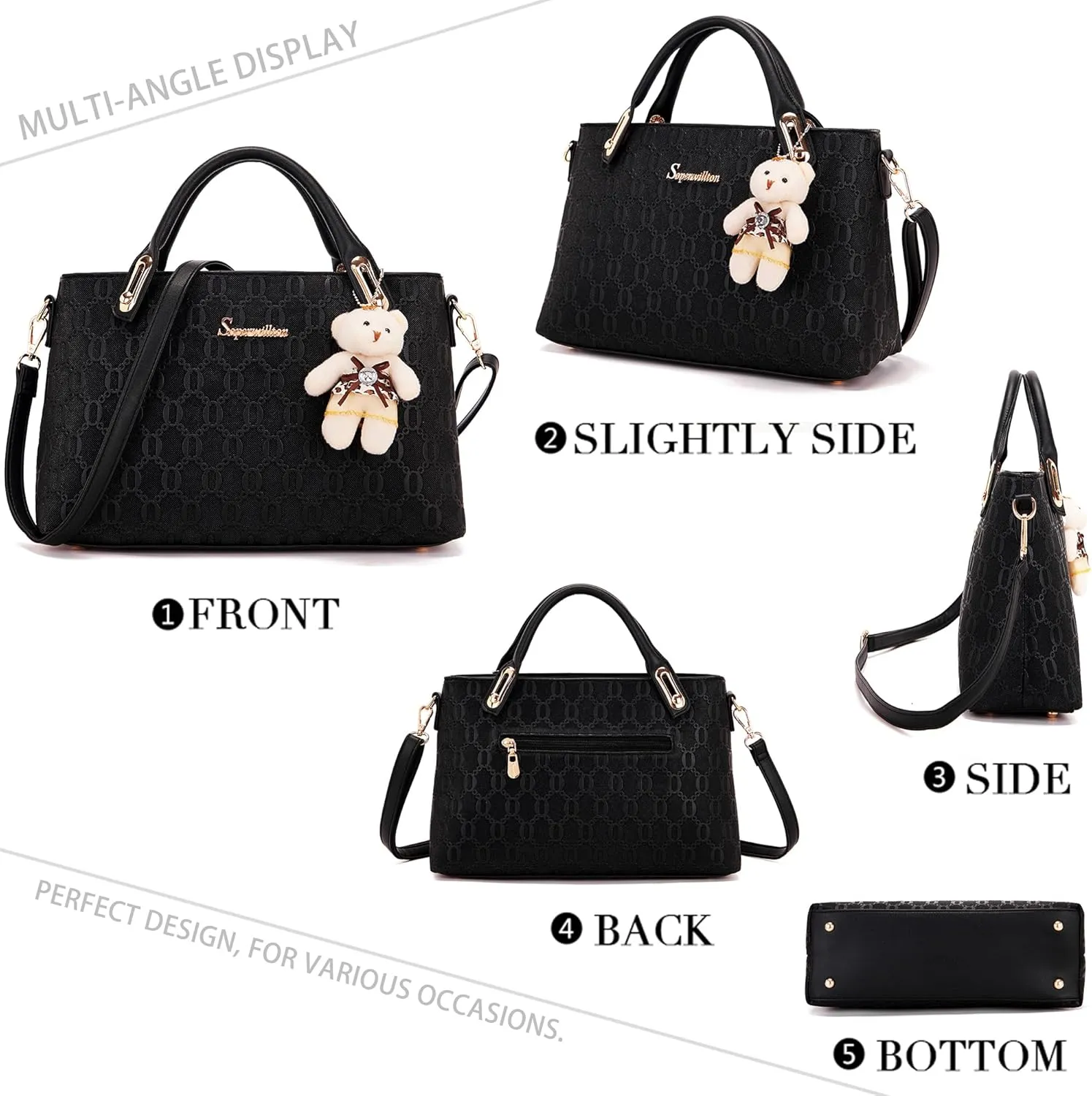 Purse for Women Fashion Medium Shoulder Bag Crossbody Bag Top Handle Tote Handbag Set 4PCS