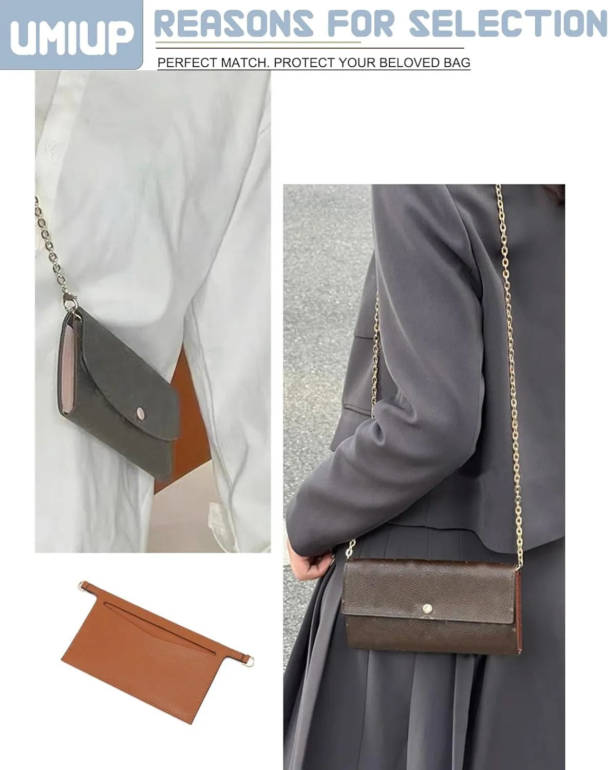 Purse Insert Organizer Conversion Kit for Emilie Wallet, Convert Classic Long Flap Wallet Into Crossbody Bag, Crossbody Conversion kit Compatible with LV Sarah Wallet - Brown