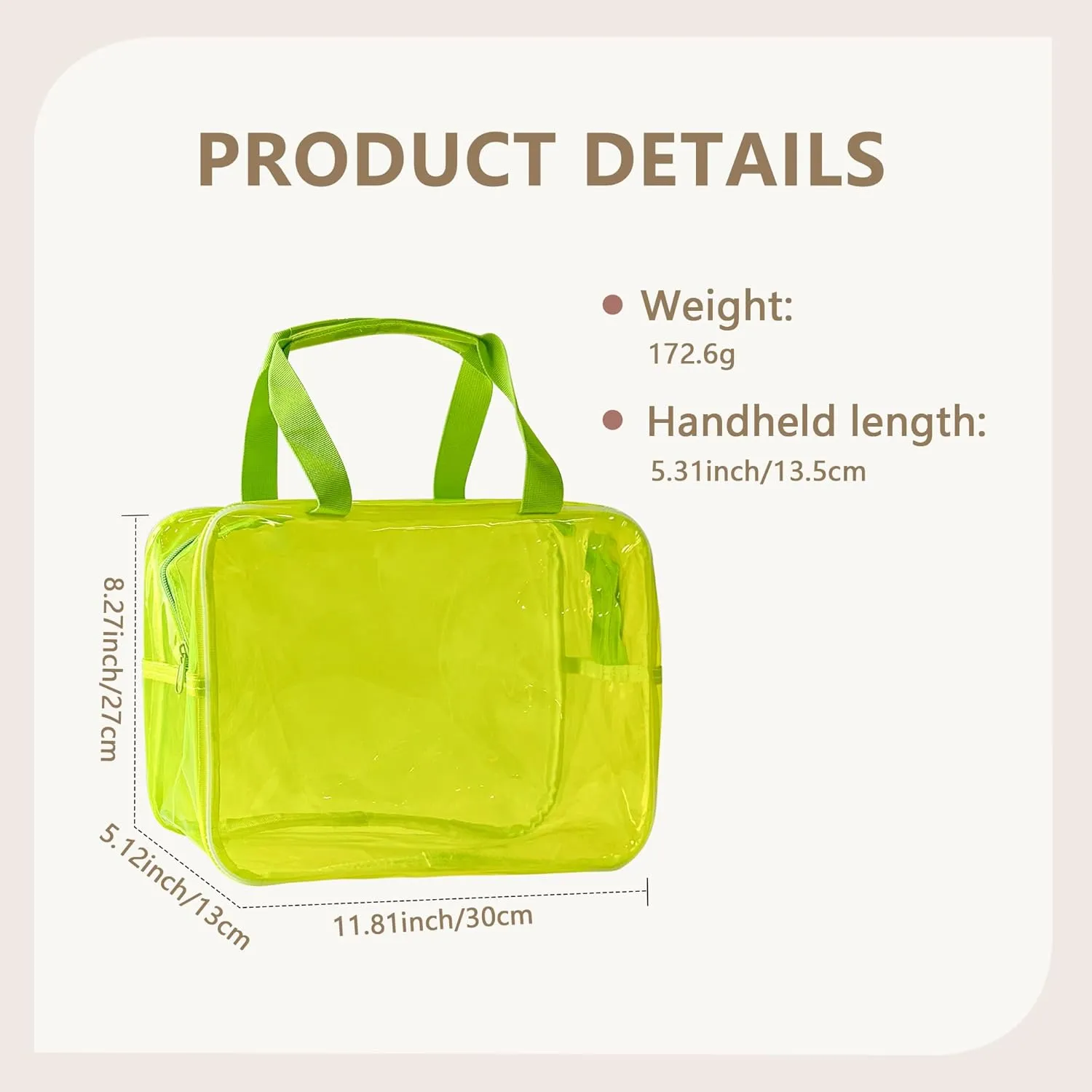 PVC Clear Pure Color Transparent Large Zipper Cosmetic Pouch Travel Makeup Cosmetic Bag with Handle for Travel Bathroom Toiletry Organizer (Blue)