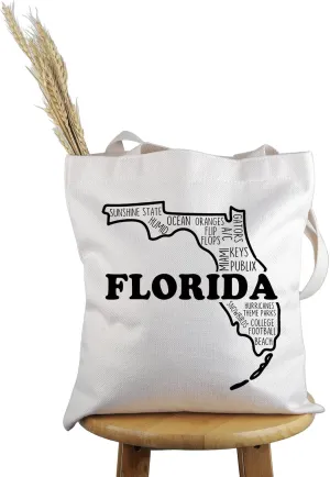 PWHAOO Florida State Souvenirs Gift Florida Travel Tote Bag Florida Home Handbag Florida Tourism Gift Florida Vacation Gift (Florida Travel T)