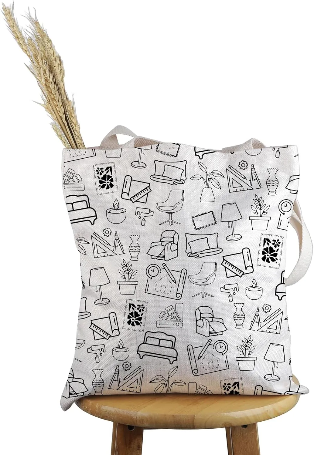 PWHAOO Future Home Designer Gift Interior Designer Tote Bag Home Decor Doodle Handbag Designer Stu-dent Sch-ool Gift