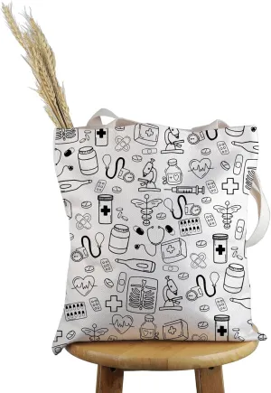 PWHAOO Future Nurse Gift Medical Doodle Tote Bag Nurse Assistant Handbag Nursing Stu-dent Sch-ool Gift