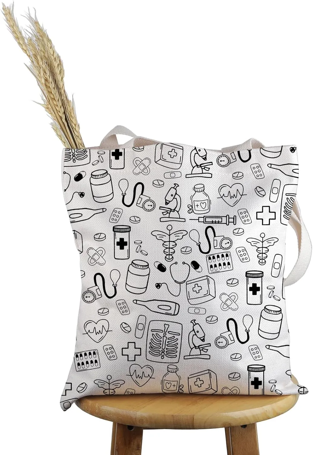 PWHAOO Future Nurse Gift Medical Doodle Tote Bag Nurse Assistant Handbag Nursing Stu-dent Sch-ool Gift