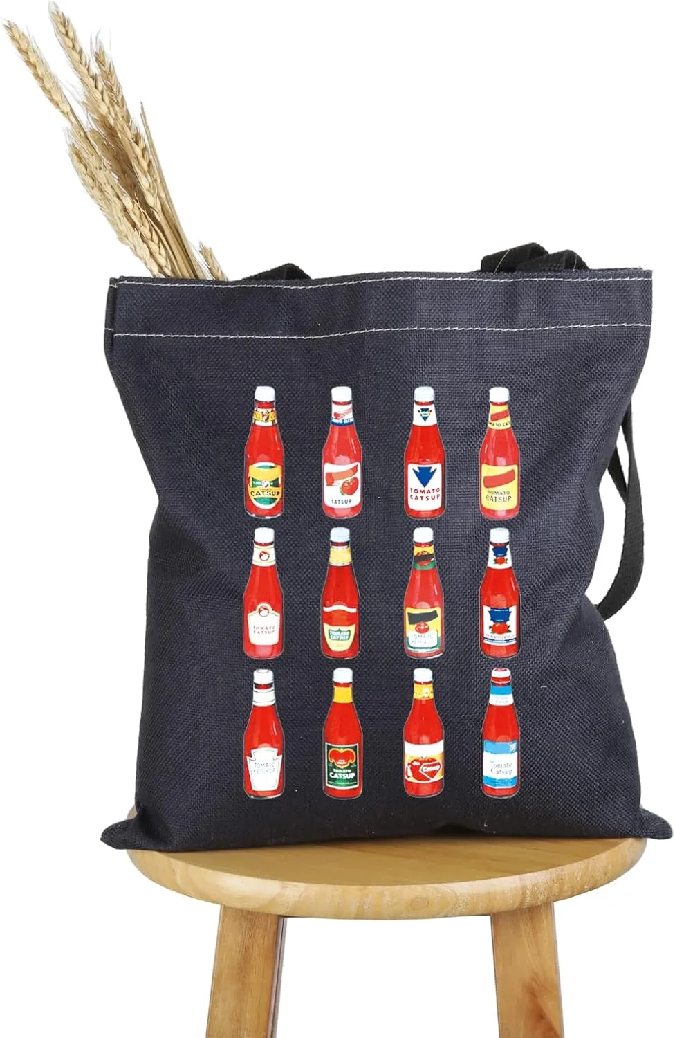 PWHAOO Ketchup Lover Gift Ketchup Bottles Tote Bag Who Loves Ketchup Handbag Ketchup Foodie Gift