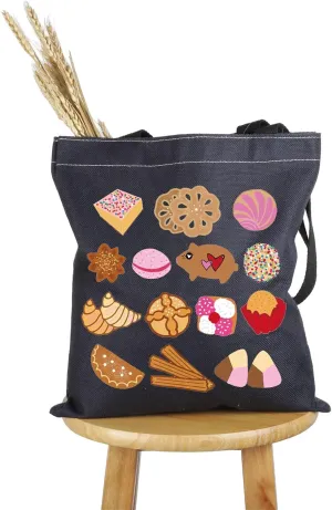 PWHAOO Latina Gift Mexican Bread Tote Bag Pan Dulce Handbag Mexican Foodie Merch