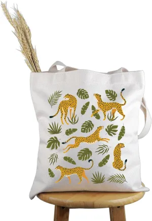 PWHAOO Leopard Cheetah Lover Gift Leopard Design Tote Bag Leopard Fan Handbag Zoo Animal Lover Gift Zookeeper Gift