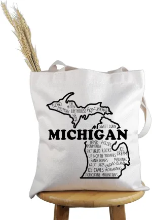 PWHAOO Michig- Vacation Gift Michig- State Tote Bag Welcome to Michig- Handbag Michig- Souvenirs Gift