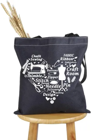 PWHAOO Sewing Gift Love Heart Sewing Tote Bag Quilter Quilting Handbag Seamstresses Gift Sewer Gift