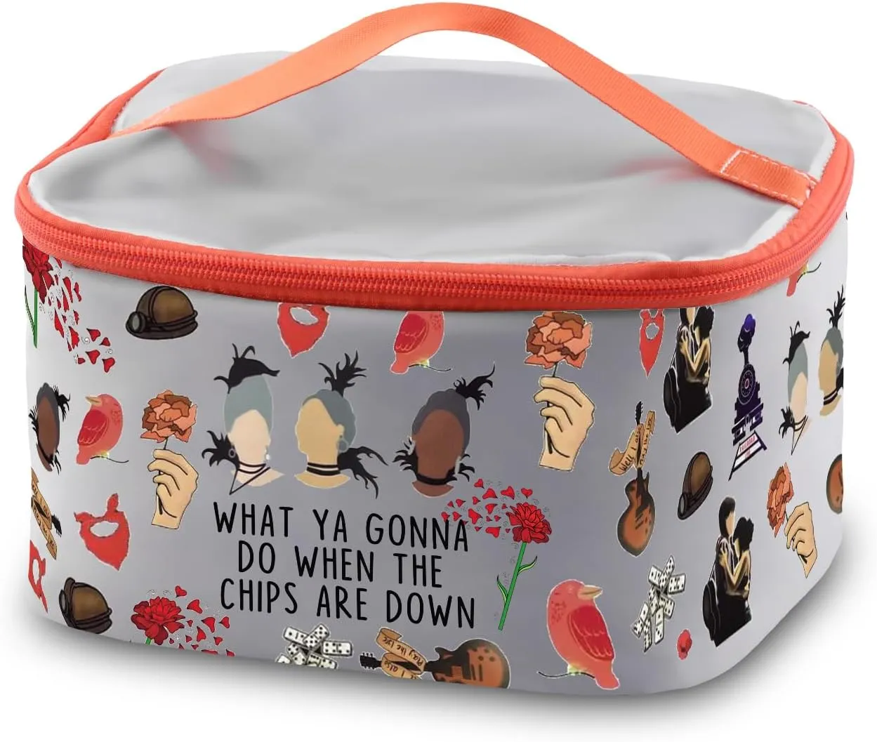 PXTIDY H Musical Cosmetic Case What Ya Gonna Do When The Chips Are Down Travel Zipper Organizer Bag Merch