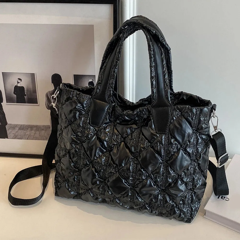 Quilted Tote Bag for Women Handbags Designer Weekender Bag Light Nylon Padded Puffer Crossbody Shoulder Bags Travel Shopper Bag