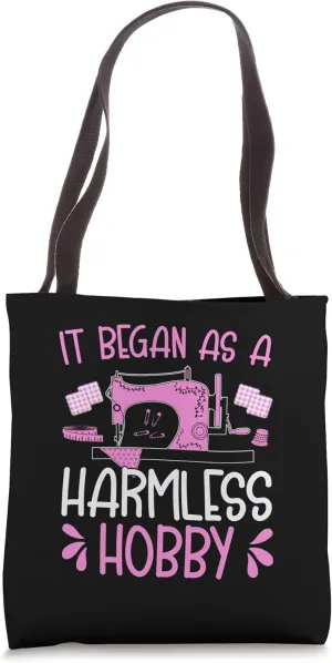 Quilter It Began As A Harmless Hobby Quilting Quilt Tote Bag