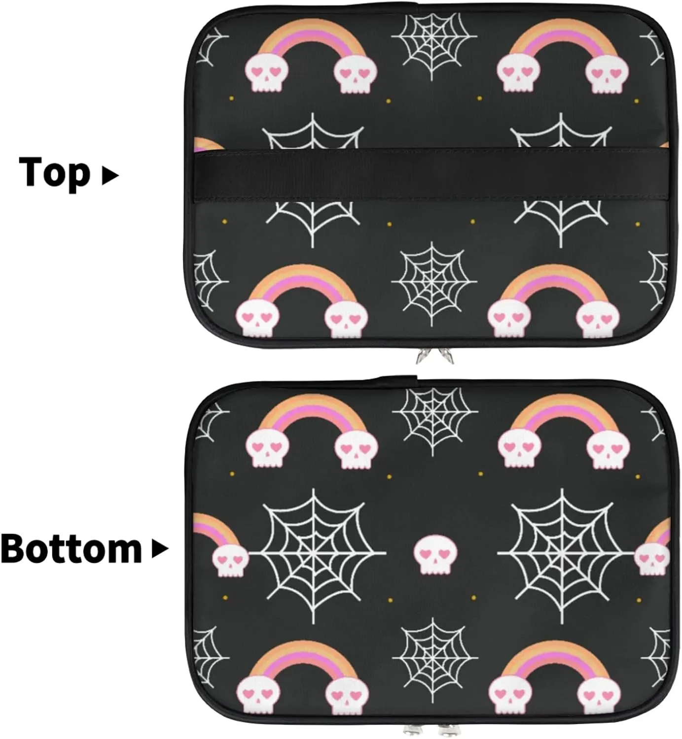 Rainbow Net Skull Makeup Bag Large Opening Cosmetic Bag Portable Makeup Case Organizer Toiletry Bags for Women Daily Traveling With Handle Grids Smooth Zipper Divider Makeup Pouch