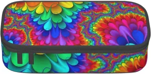 Rainbow Tie Dye-Red Print Essential Large Capacity Pencil Case 8.3 x 2 x 3.7 Inches Functional Bag for Women