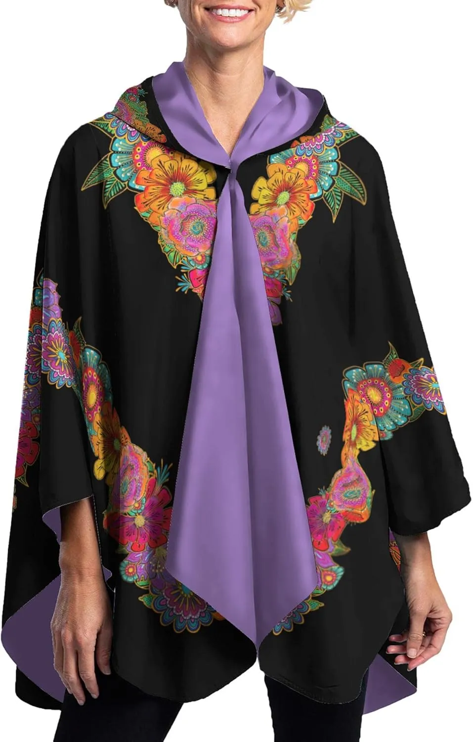 RainCaper Womens Rain Cape Poncho Coat Jacket with Hood Reversible Gorgeous Ultrasoft