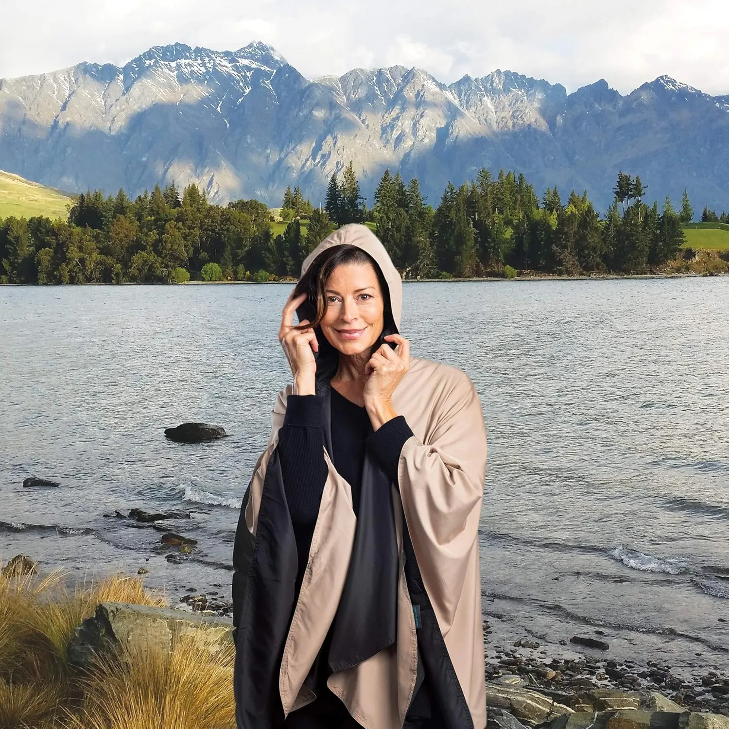 RainCaper Womens Rain Cape Poncho Coat Jacket with Hood Reversible Gorgeous Ultrasoft