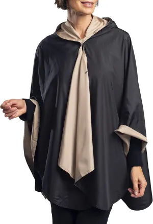 RainCaper Womens Rain Cape Poncho Coat Jacket with Hood Reversible Gorgeous Ultrasoft
