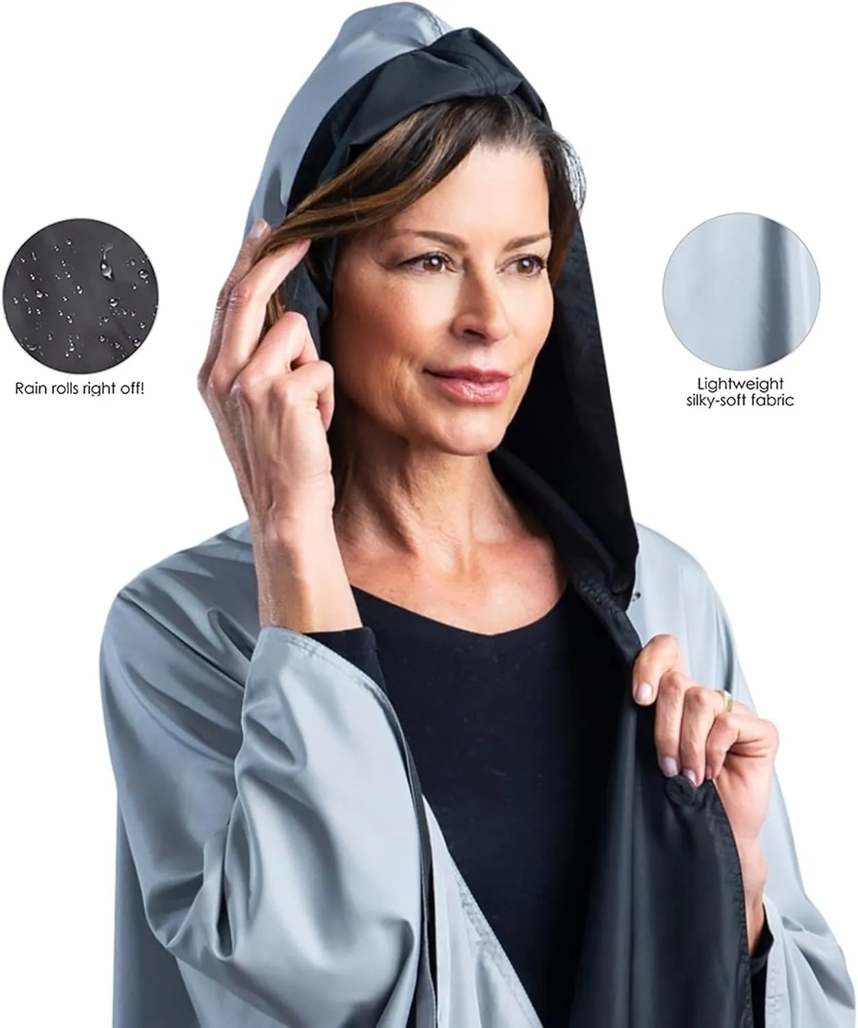 RainCaper Womens Rain Cape Poncho Coat Jacket with Hood Reversible Gorgeous Ultrasoft