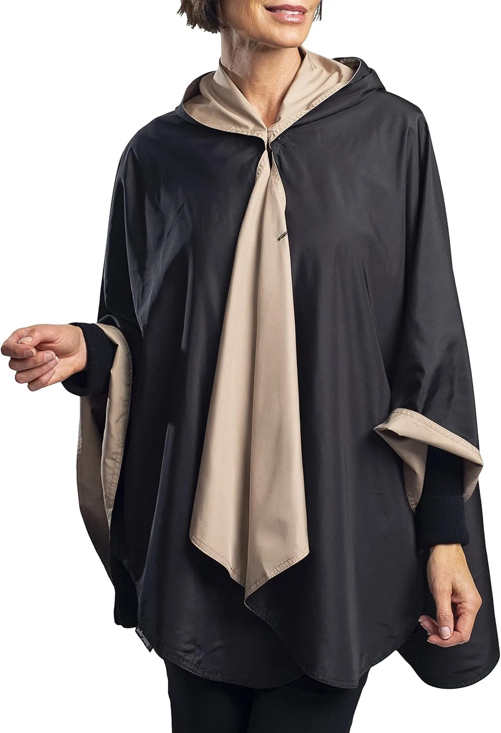 RainCaper Womens Rain Cape Poncho Coat Jacket with Hood Reversible Gorgeous Ultrasoft