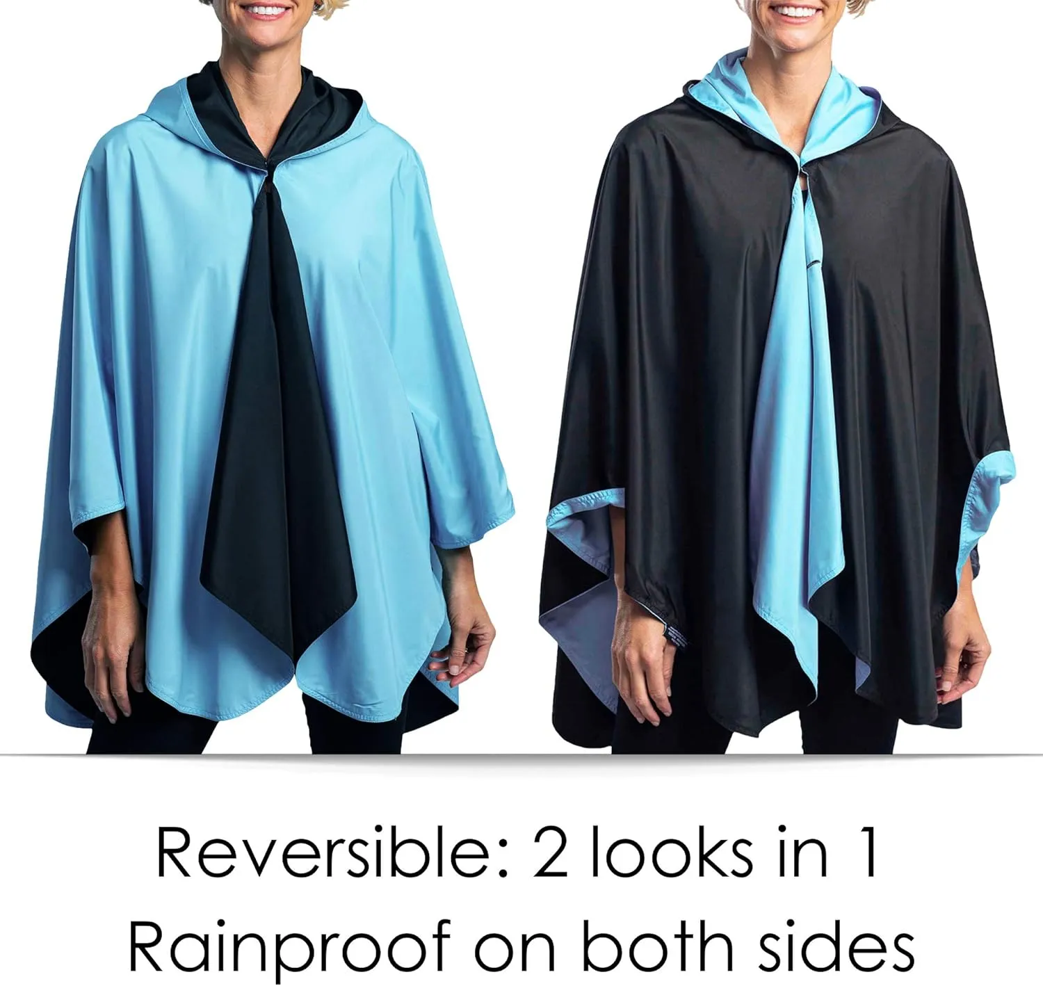RainCaper Womens Rain Cape Poncho Coat Jacket with Hood Reversible Gorgeous Ultrasoft