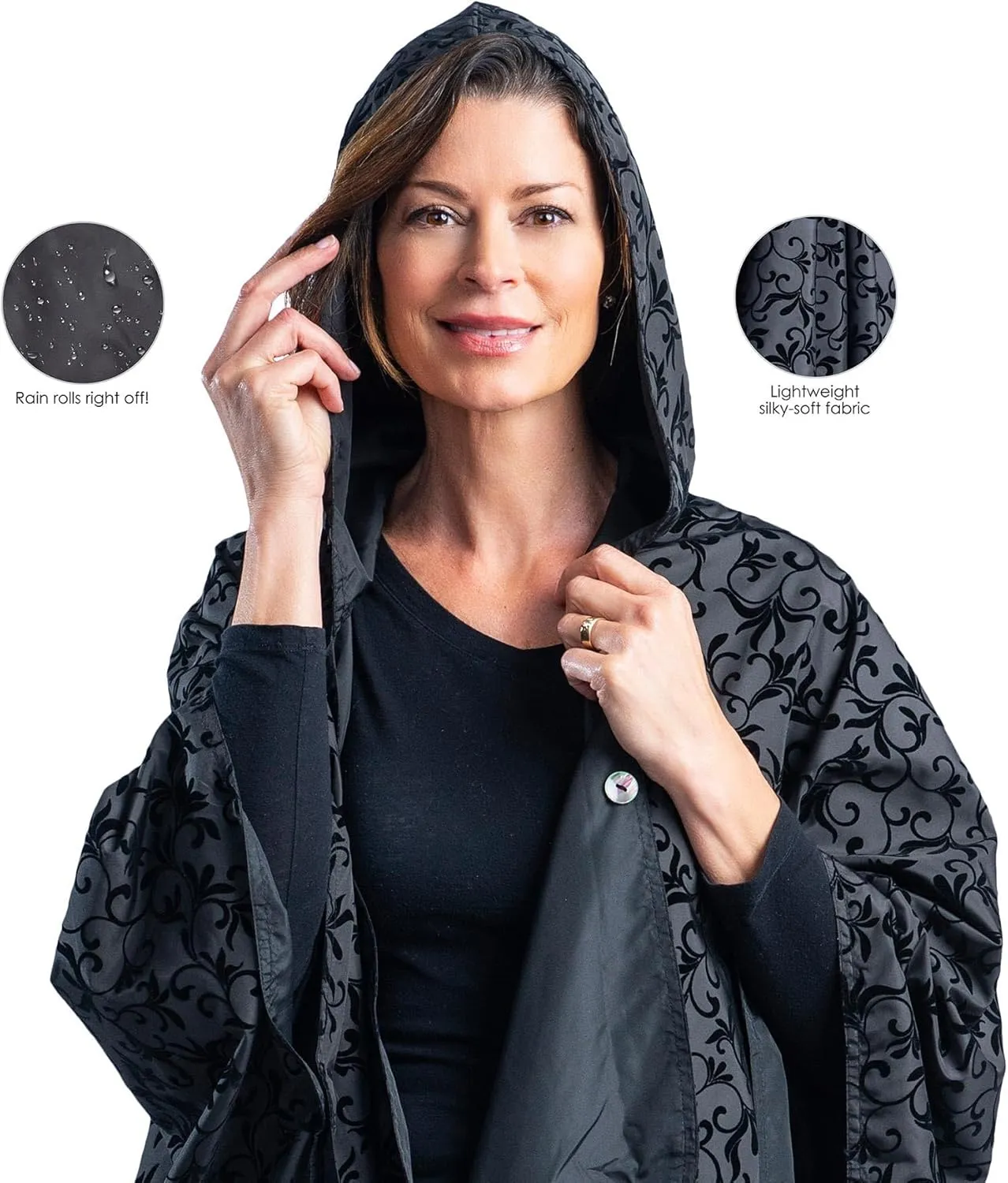 RainCaper Womens Rain Cape Poncho Coat Jacket with Hood Reversible Gorgeous Ultrasoft