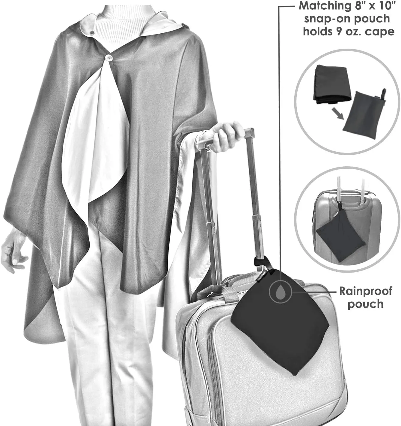 RainCaper Womens Rain Cape Poncho Coat Jacket with Hood Reversible Gorgeous Ultrasoft