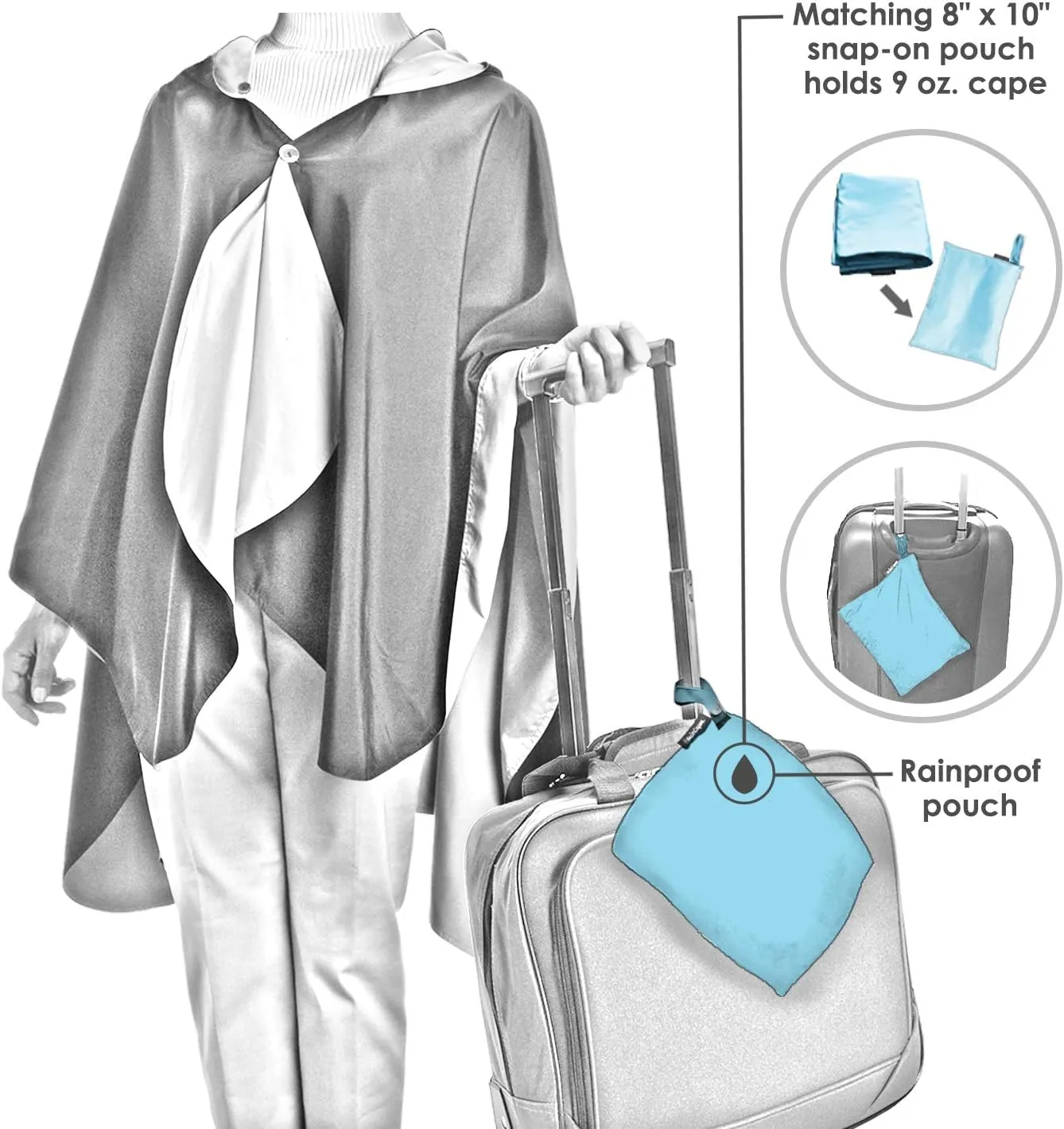 RainCaper Womens Rain Cape Poncho Coat Jacket with Hood Reversible Gorgeous Ultrasoft