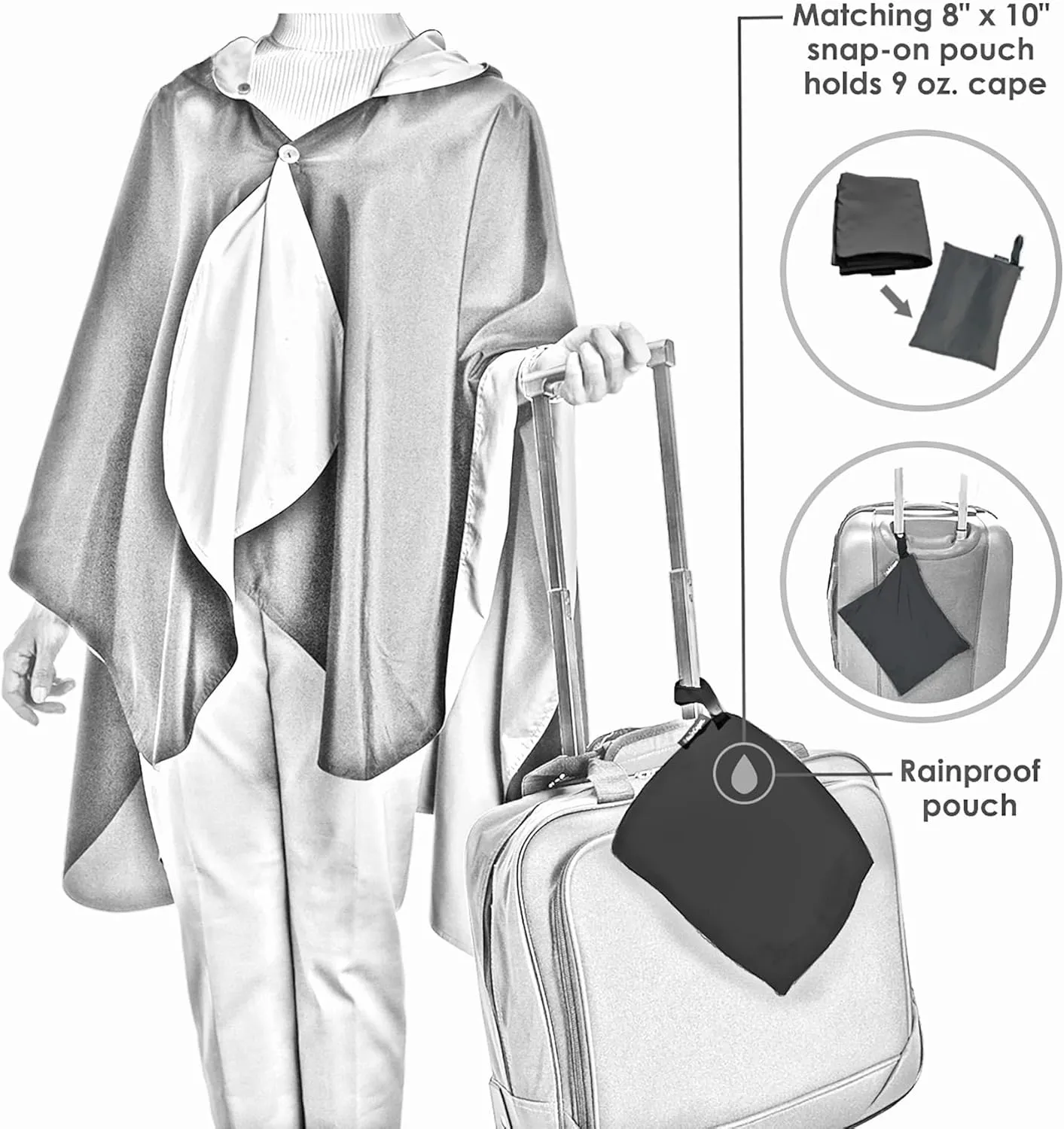 RainCaper Womens Rain Cape Poncho Coat Jacket with Hood Reversible Gorgeous Ultrasoft