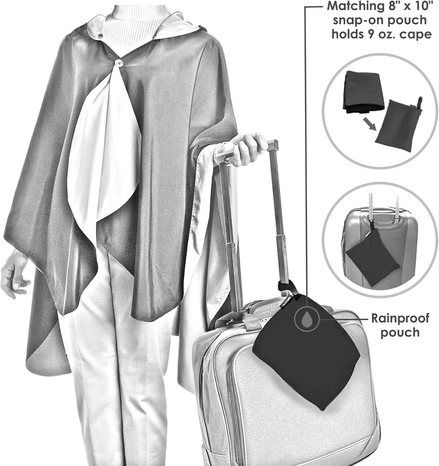 RainCaper Womens Rain Cape Poncho Coat Jacket with Hood Reversible Gorgeous Ultrasoft
