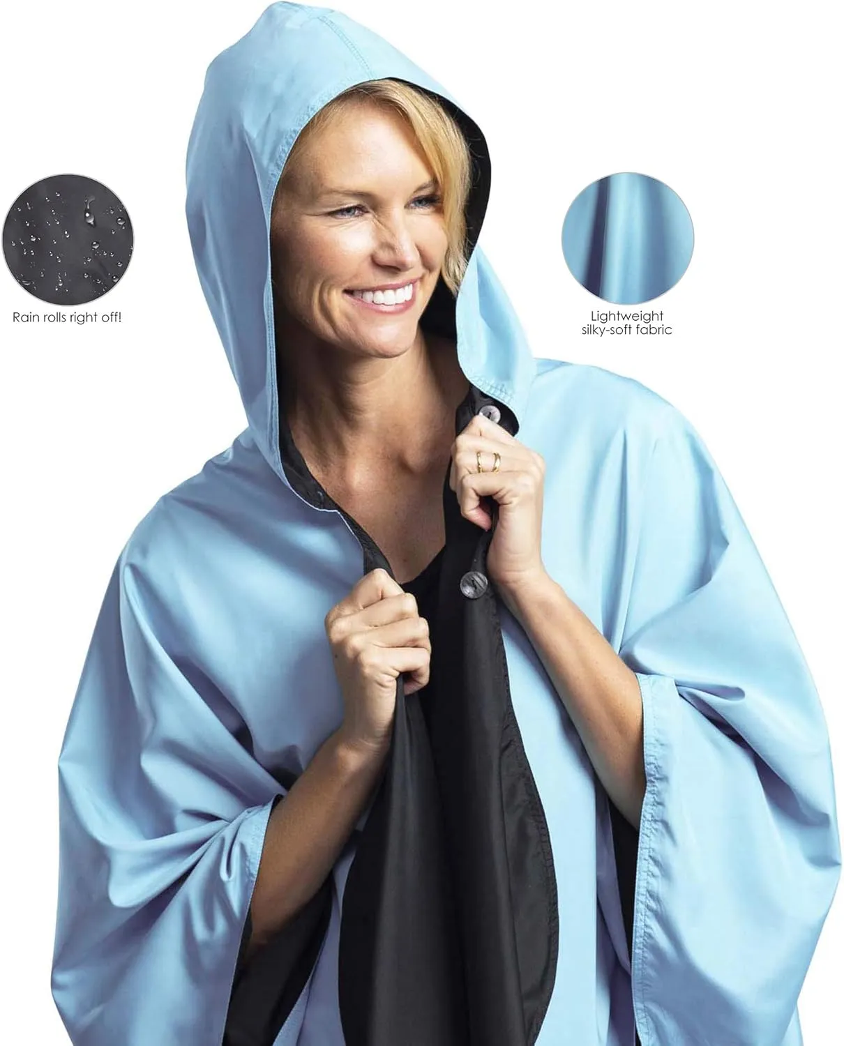 RainCaper Womens Rain Cape Poncho Coat Jacket with Hood Reversible Gorgeous Ultrasoft