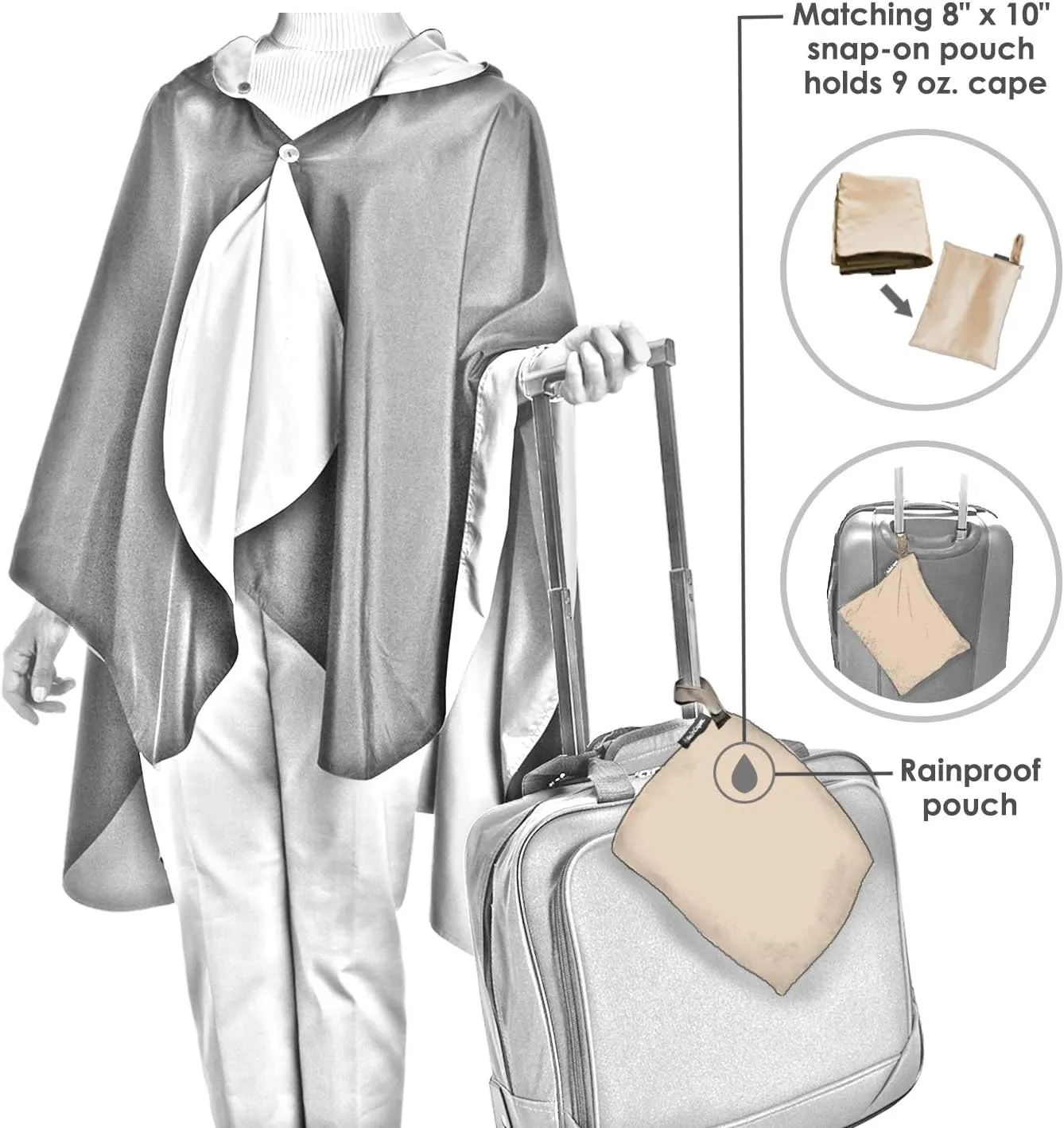 RainCaper Womens Rain Cape Poncho Coat Jacket with Hood Reversible Gorgeous Ultrasoft
