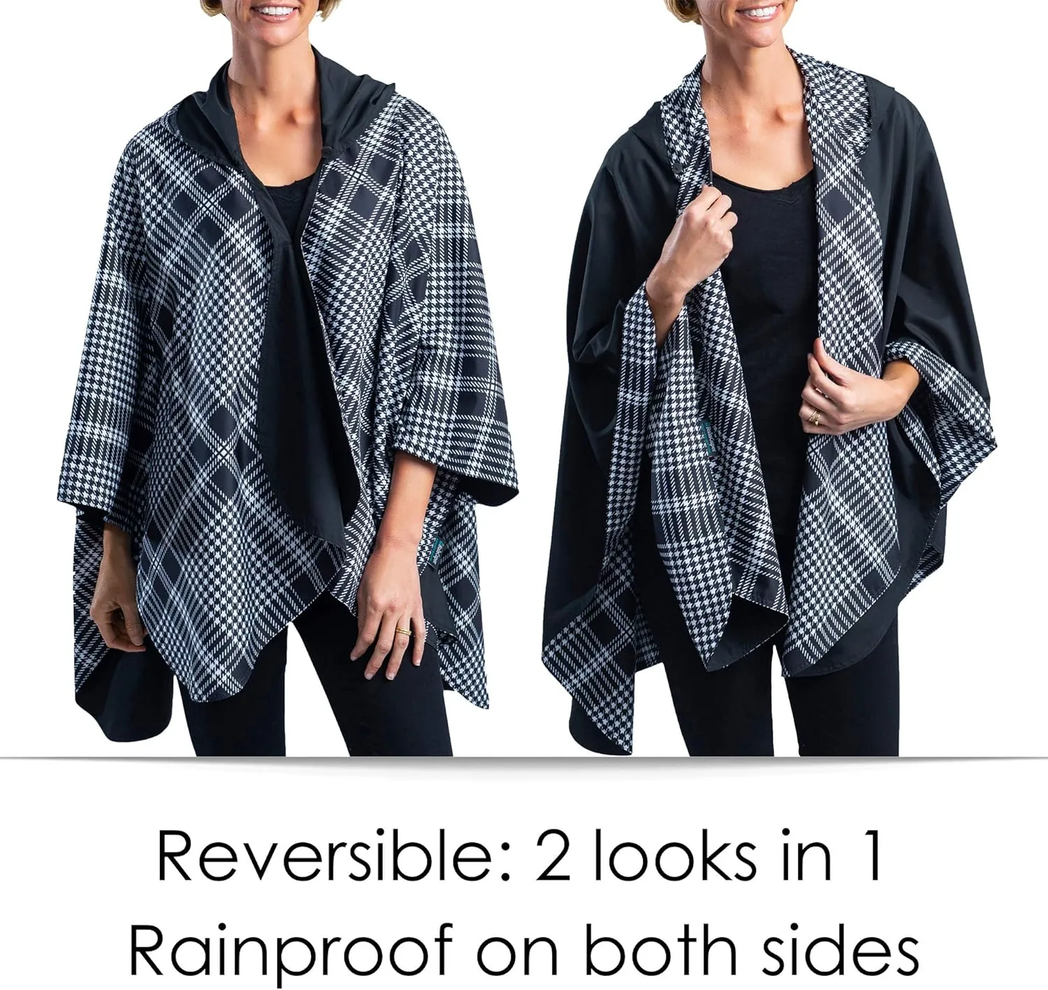 RainCaper Womens Rain Cape Poncho Coat Jacket with Hood Reversible Gorgeous Ultrasoft