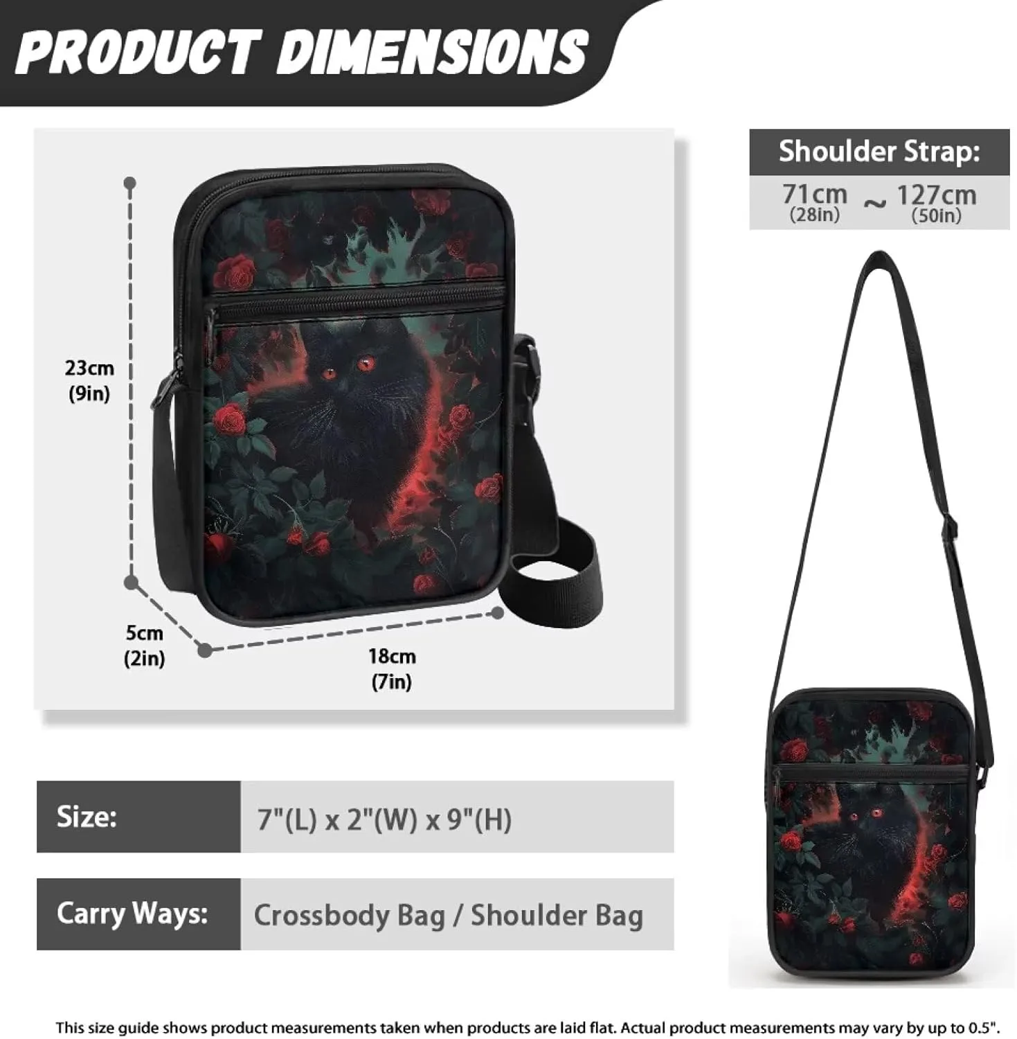 Rchsmod Small Crossbody Bag for Women Men Messenger Bag with Adjustable Strap, Sling Bag Cell Phone Purse with Zipper Closure