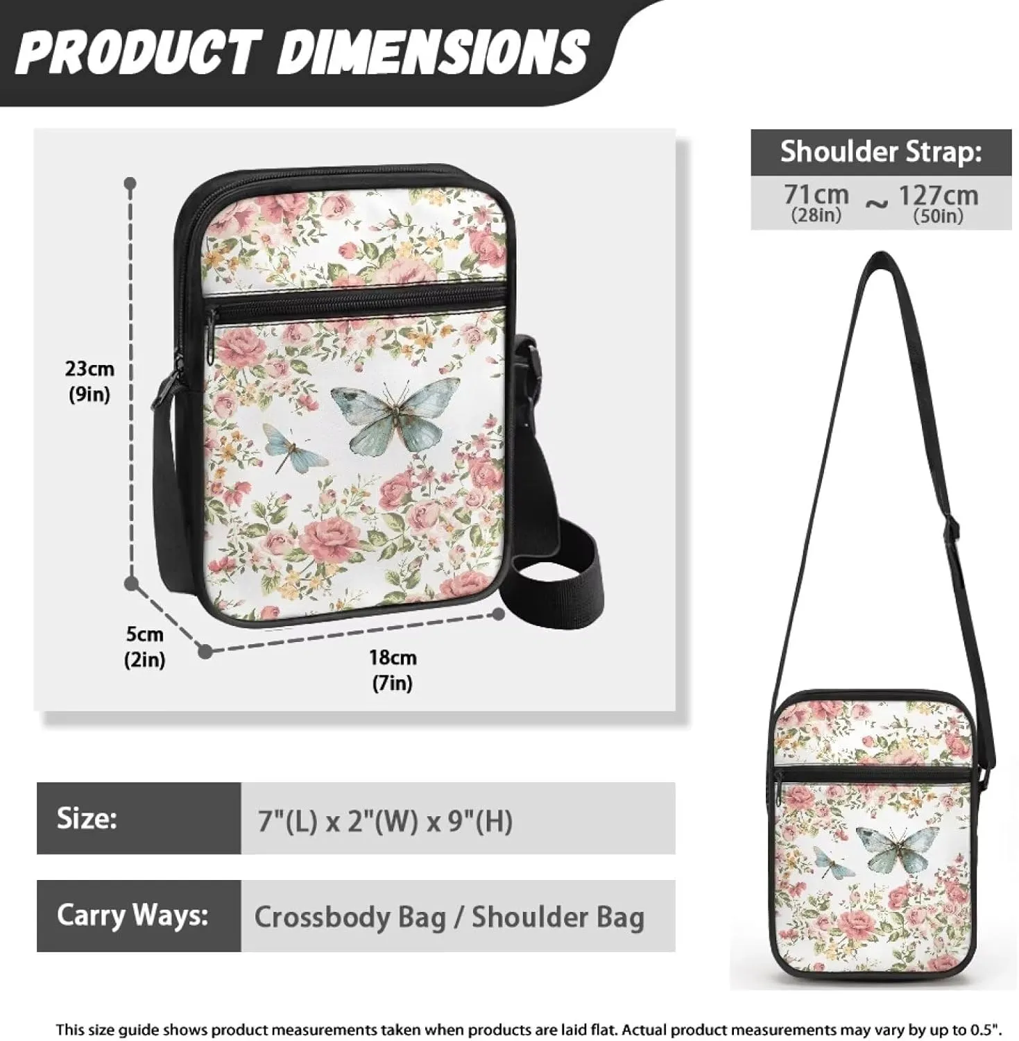 Rchsmod Small Crossbody Bag for Women Men Messenger Bag with Adjustable Strap, Sling Bag Cell Phone Purse with Zipper Closure