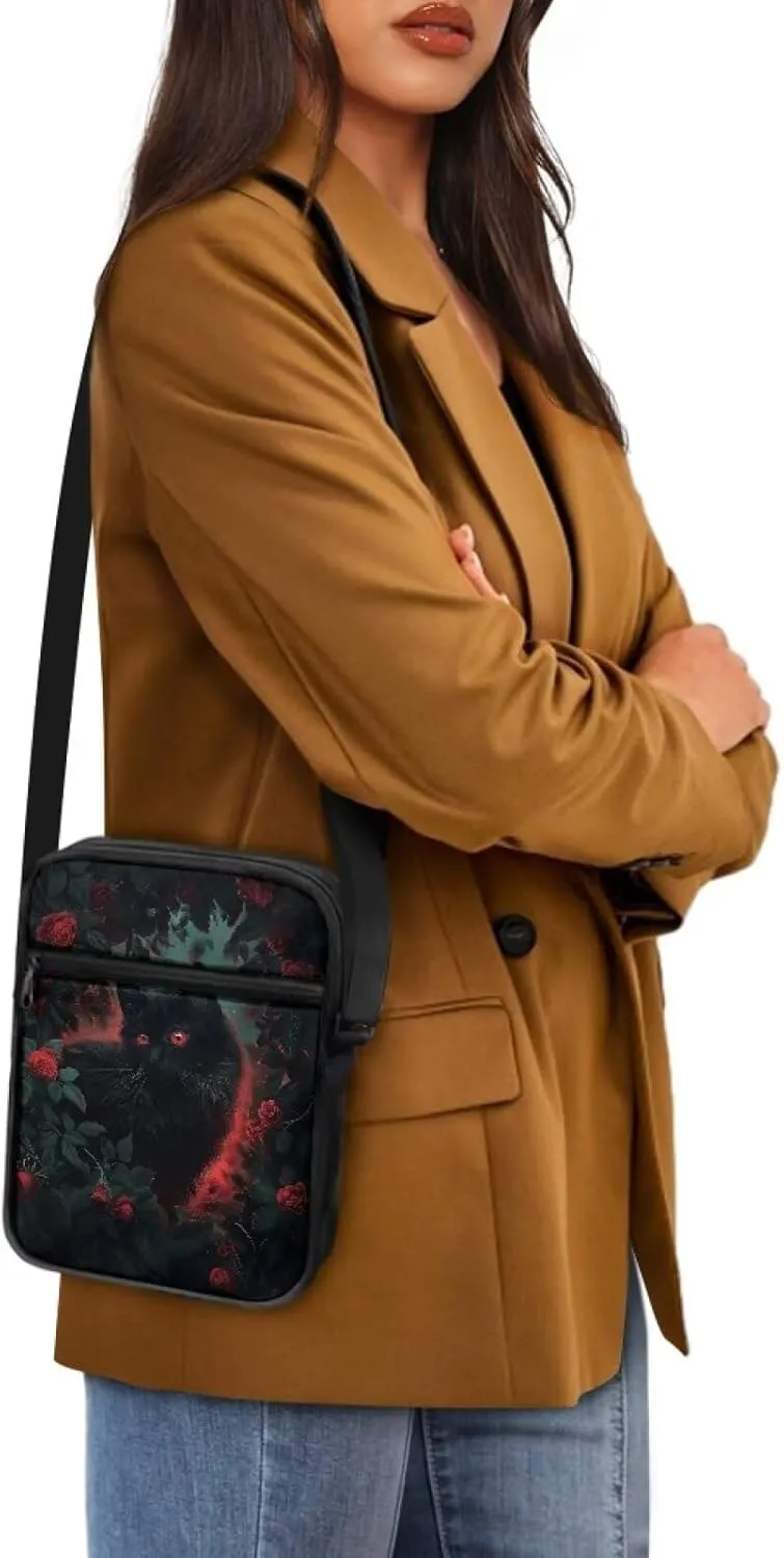 Rchsmod Small Crossbody Bag for Women Men Messenger Bag with Adjustable Strap, Sling Bag Cell Phone Purse with Zipper Closure